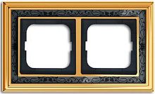 Рамка универсальная ABB Династия 2-м. полированная латунь/черная роспись картинка